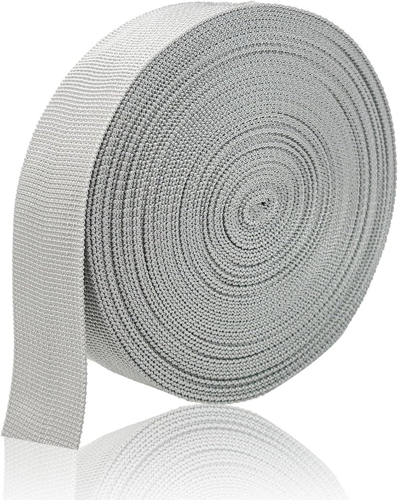 ZHFMLY Gray Webbing Straps1.5 Inch - 12 Yards 1-1/2 Inch Wide Polypropylene Straps for Lawn Chair Replacement, Backpack & Tote Bags, Decorative Webbing Straps for DIY Projects & Crafts - Image 1